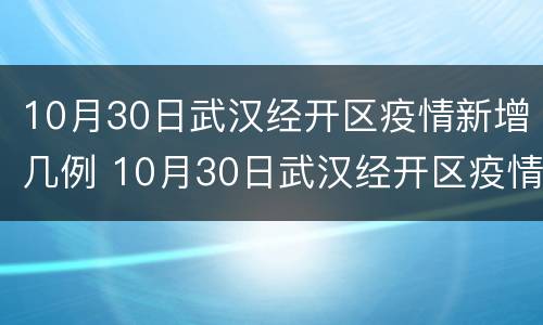 10月30日武汉经开区疫情新增几例 10月30日武汉经开区疫情新增几例了