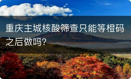 重庆主城核酸筛查只能等橙码之后做吗？