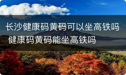 长沙健康码黄码可以坐高铁吗 健康码黄码能坐高铁吗