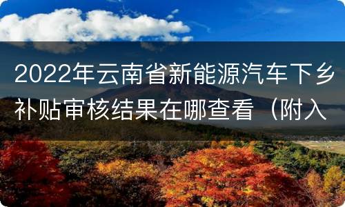 2022年云南省新能源汽车下乡补贴审核结果在哪查看（附入口）