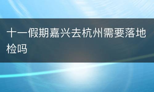 十一假期嘉兴去杭州需要落地检吗