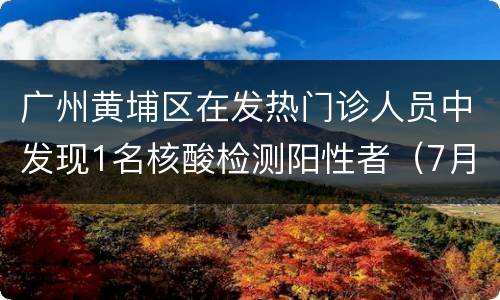 广州黄埔区在发热门诊人员中发现1名核酸检测阳性者（7月30日）