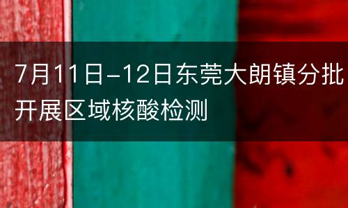 7月11日-12日东莞大朗镇分批开展区域核酸检测