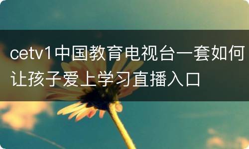 cetv1中国教育电视台一套如何让孩子爱上学习直播入口