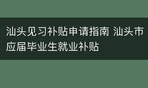 汕头见习补贴申请指南 汕头市应届毕业生就业补贴