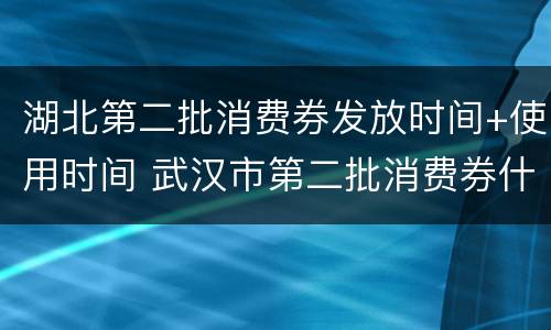 湖北第二批消费券发放时间+使用时间 武汉市第二批消费券什么时候发放