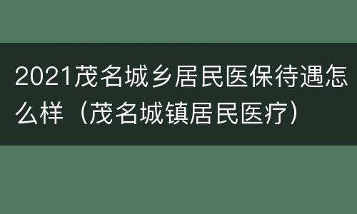 2021茂名城乡居民医保待遇怎么样（茂名城镇居民医疗）