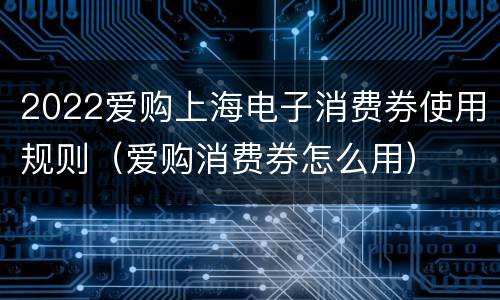 2022爱购上海电子消费券使用规则（爱购消费券怎么用）
