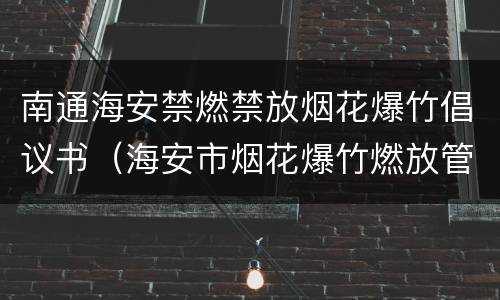 南通海安禁燃禁放烟花爆竹倡议书（海安市烟花爆竹燃放管理条例）