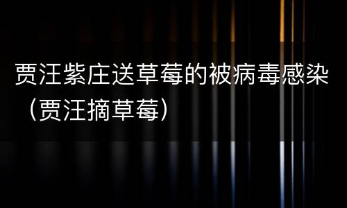贾汪紫庄送草莓的被病毒感染（贾汪摘草莓）