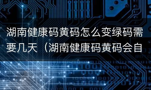 湖南健康码黄码怎么变绿码需要几天（湖南健康码黄码会自动变绿码吗）