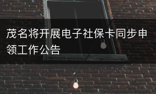 茂名将开展电子社保卡同步申领工作公告