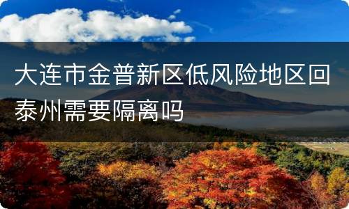 大连市金普新区低风险地区回泰州需要隔离吗