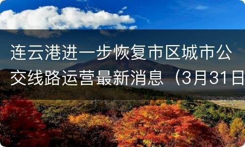 连云港进一步恢复市区城市公交线路运营最新消息（3月31日）