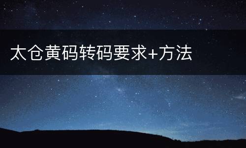 太仓黄码转码要求+方法
