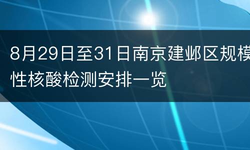 8月29日至31日南京建邺区规模性核酸检测安排一览