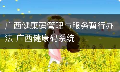 广西健康码管理与服务暂行办法 广西健康码系统