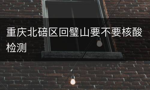 重庆北碚区回璧山要不要核酸检测