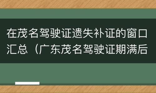 在茂名驾驶证遗失补证的窗口汇总（广东茂名驾驶证期满后在哪里换）