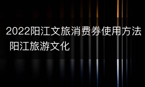 2022阳江文旅消费券使用方法 阳江旅游文化