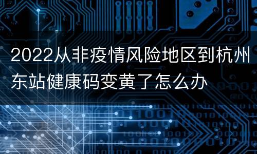 2022从非疫情风险地区到杭州东站健康码变黄了怎么办