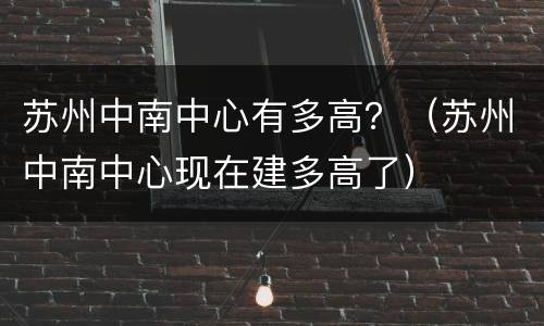 苏州中南中心有多高？（苏州中南中心现在建多高了）