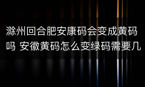 滁州回合肥安康码会变成黄码吗 安徽黄码怎么变绿码需要几天
