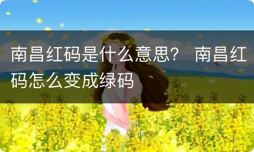 南昌红码是什么意思？ 南昌红码怎么变成绿码
