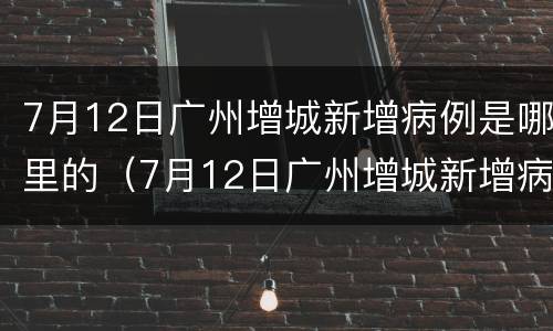 7月12日广州增城新增病例是哪里的（7月12日广州增城新增病例是哪里的疫情）