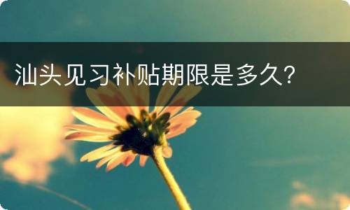 汕头见习补贴期限是多久？