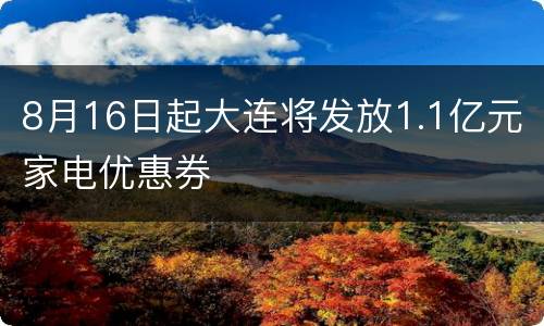 8月16日起大连将发放1.1亿元家电优惠券