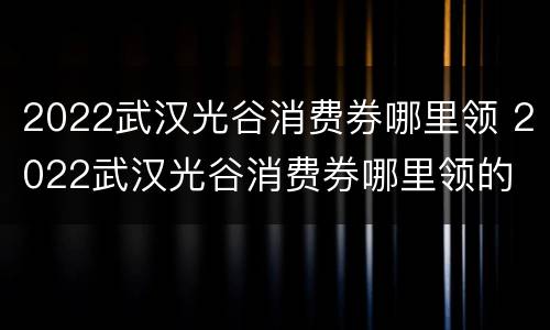 2022武汉光谷消费券哪里领 2022武汉光谷消费券哪里领的