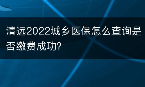 清远2022城乡医保怎么查询是否缴费成功？