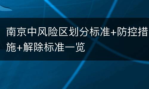 南京中风险区划分标准+防控措施+解除标准一览