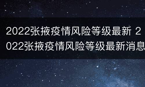 2022张掖疫情风险等级最新 2022张掖疫情风险等级最新消息