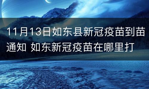 11月13日如东县新冠疫苗到苗通知 如东新冠疫苗在哪里打