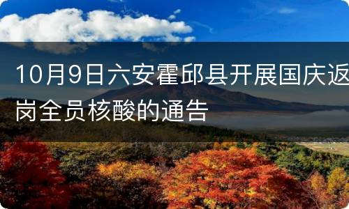 10月9日六安霍邱县开展国庆返岗全员核酸的通告
