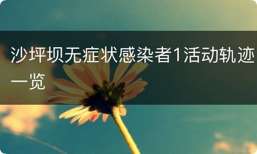 沙坪坝无症状感染者1活动轨迹一览