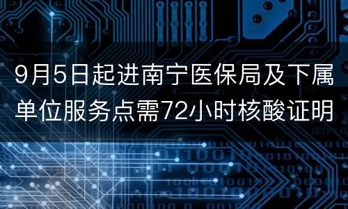9月5日起进南宁医保局及下属单位服务点需72小时核酸证明