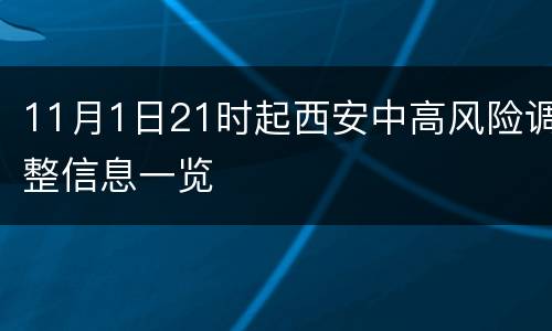 11月1日21时起西安中高风险调整信息一览