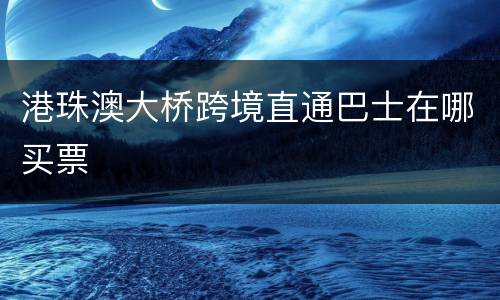 港珠澳大桥跨境直通巴士在哪买票