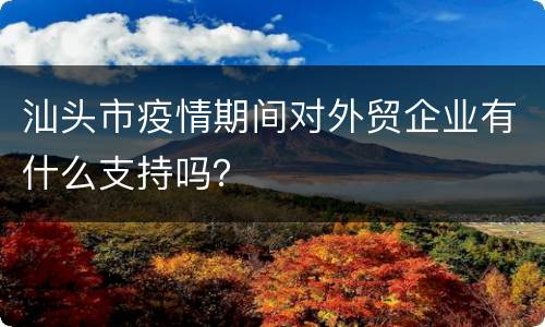 汕头市疫情期间对外贸企业有什么支持吗？