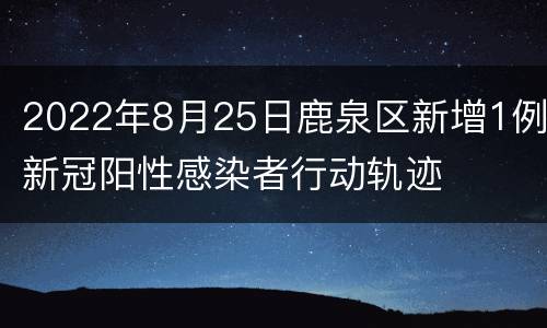2022年8月25日鹿泉区新增1例新冠阳性感染者行动轨迹