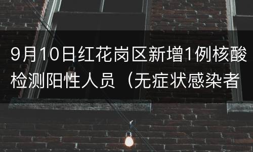 9月10日红花岗区新增1例核酸检测阳性人员（无症状感染者2）