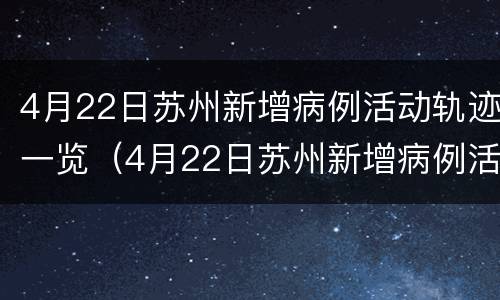 4月22日苏州新增病例活动轨迹一览（4月22日苏州新增病例活动轨迹一览查询）