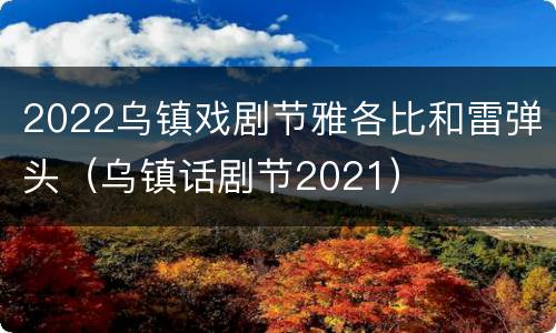 2022乌镇戏剧节雅各比和雷弹头（乌镇话剧节2021）