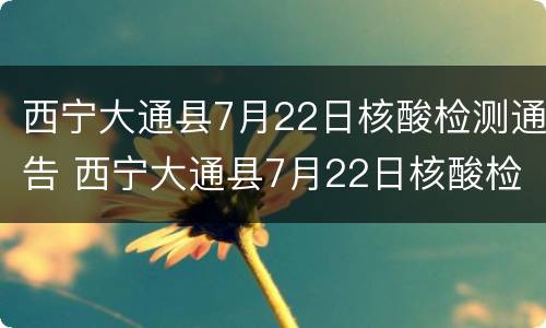 西宁大通县7月22日核酸检测通告 西宁大通县7月22日核酸检测通告怎么写