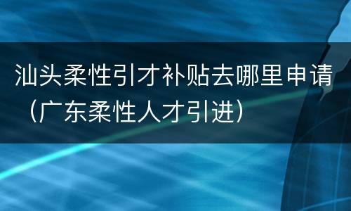 汕头柔性引才补贴去哪里申请（广东柔性人才引进）