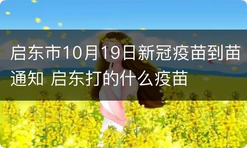 启东市10月19日新冠疫苗到苗通知 启东打的什么疫苗