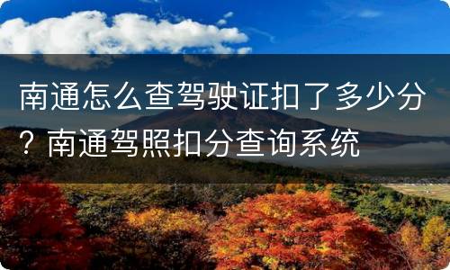 南通怎么查驾驶证扣了多少分? 南通驾照扣分查询系统
